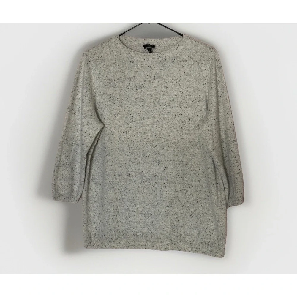 Talbots Pure Cashmere Sweater 1X Gray Speckled Crewneck Soft‎ Luxe Classic
